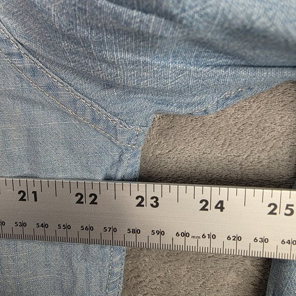 Mens American Eagle Prep Fit Blue Denim Shirt Button Up Long Sleeve Size L - Picture 7 of 9